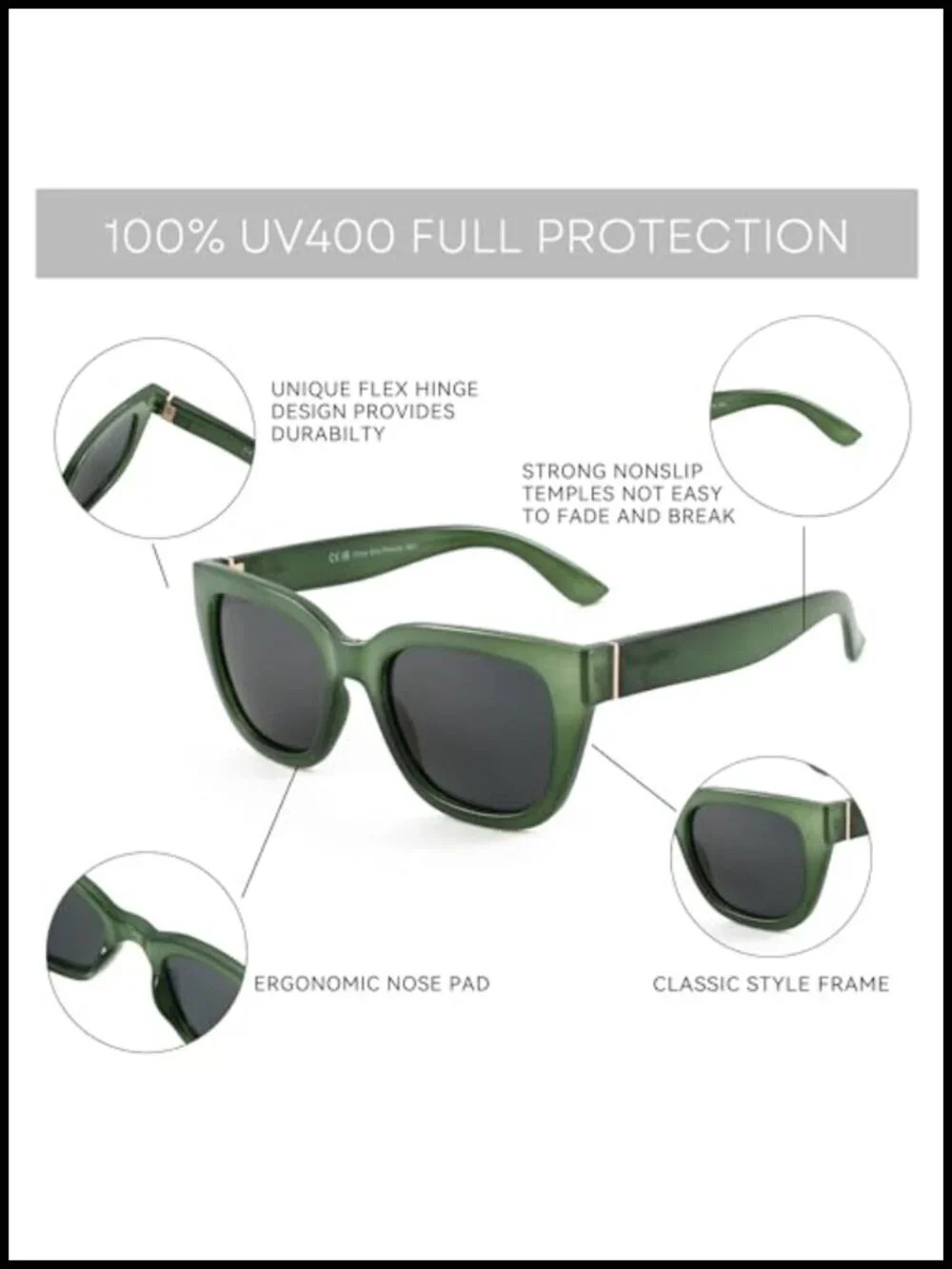 Retro Square Polarized Sunglasses UV400 Protection Trendy Shades